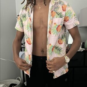 Tropical Pineapple Print Shirt